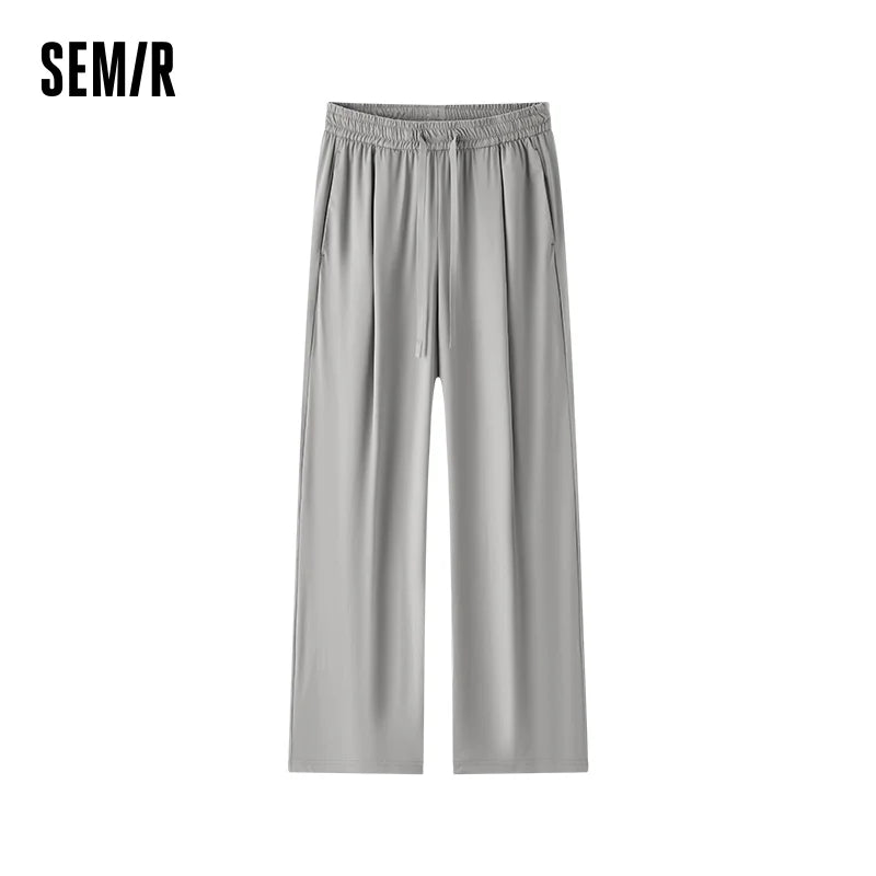 Semir Women Pants Wide 2026 Leg Knitted Loose Fit Elastic Waist Drawstring Urban Casual Everyday Style Soft Comfortable