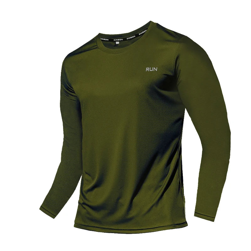 2026 New Summer Ice Silk Long Sleeve T-Shirt Men Quick Dry Breathable Air Conditioning Outdoor Sun Protection Running Outer Wear