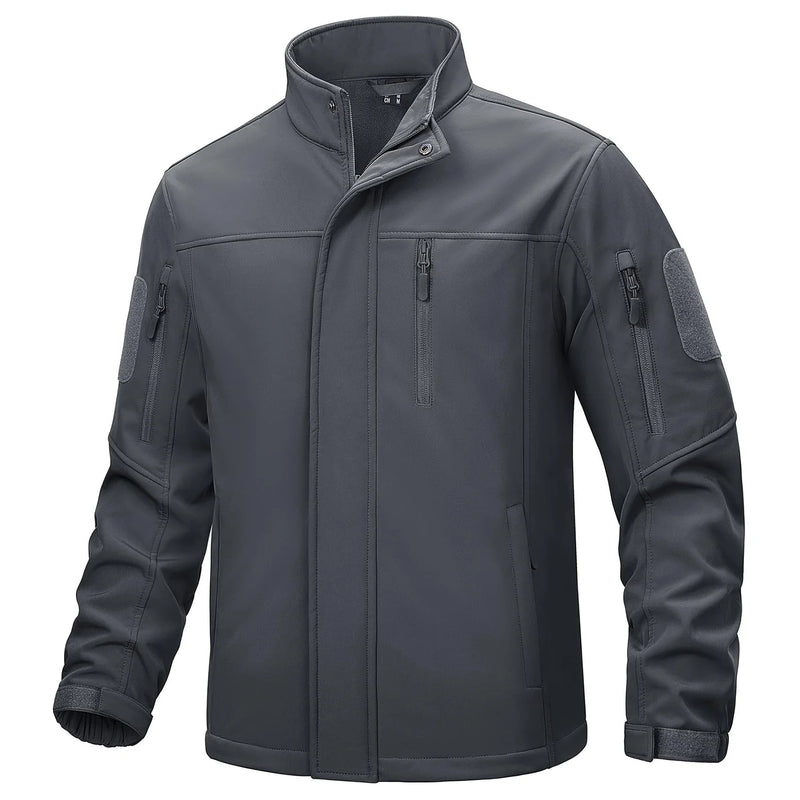 TACVASEN Full Zip Softshell Jacket Men's Waterproof Fleece Jacket Windproof Outdoor Hiking Jacket Work Coat Outwear Windbreaker