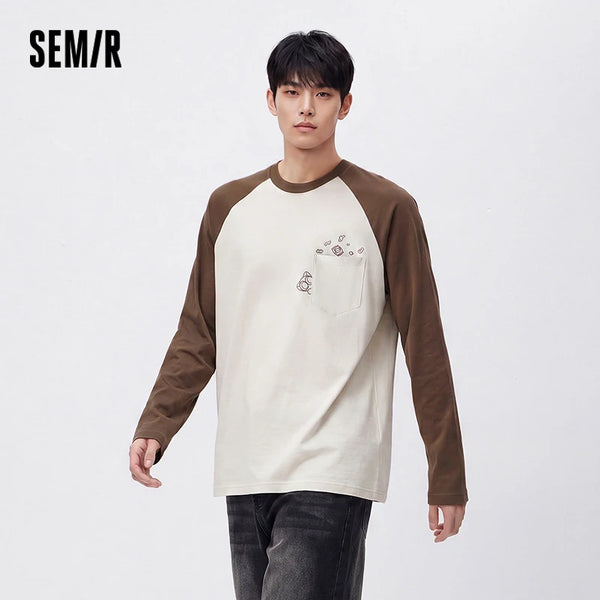 អាវយឺតបុរស Semir ដៃវែង Raglan រចនាប័ទ្មមហាវិទ្យាល័យបែប Retro ឆ្នាំ 2026 អាវយឺតគូស្នេហ៍រដូវស្លឹកឈើជ្រុះធម្មតាសម្រាប់រាល់ថ្ងៃ