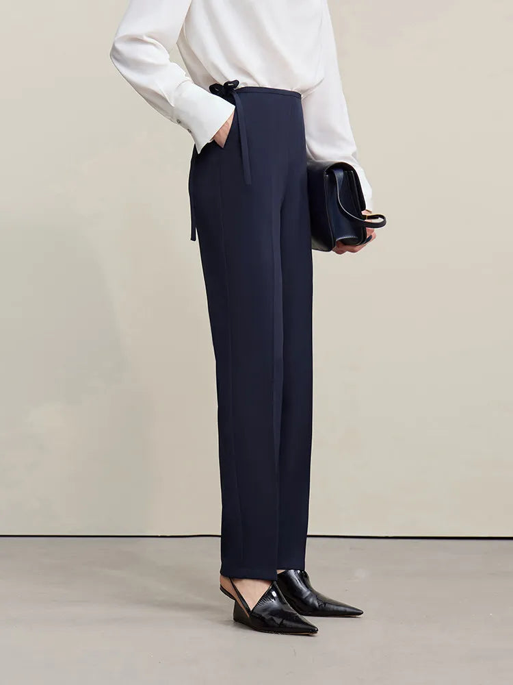 Amii Women's Autumn Pants 2026 New Solid Color Commuter Lace-up Tapered Pants Versatile Casual Trousers for Ladies 12621044