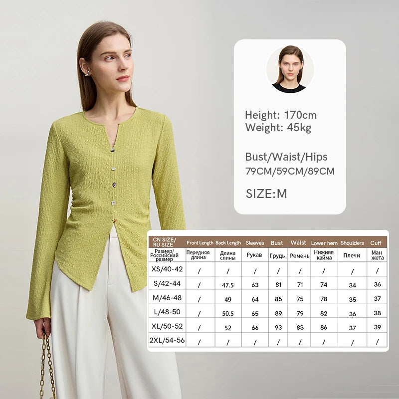 Amii Long Sleeve Women's T-shirt 2026 Autumn New Minimalist Slim Elastic Flare Sleeve Knitted Pullover Tops For Woman 12611001