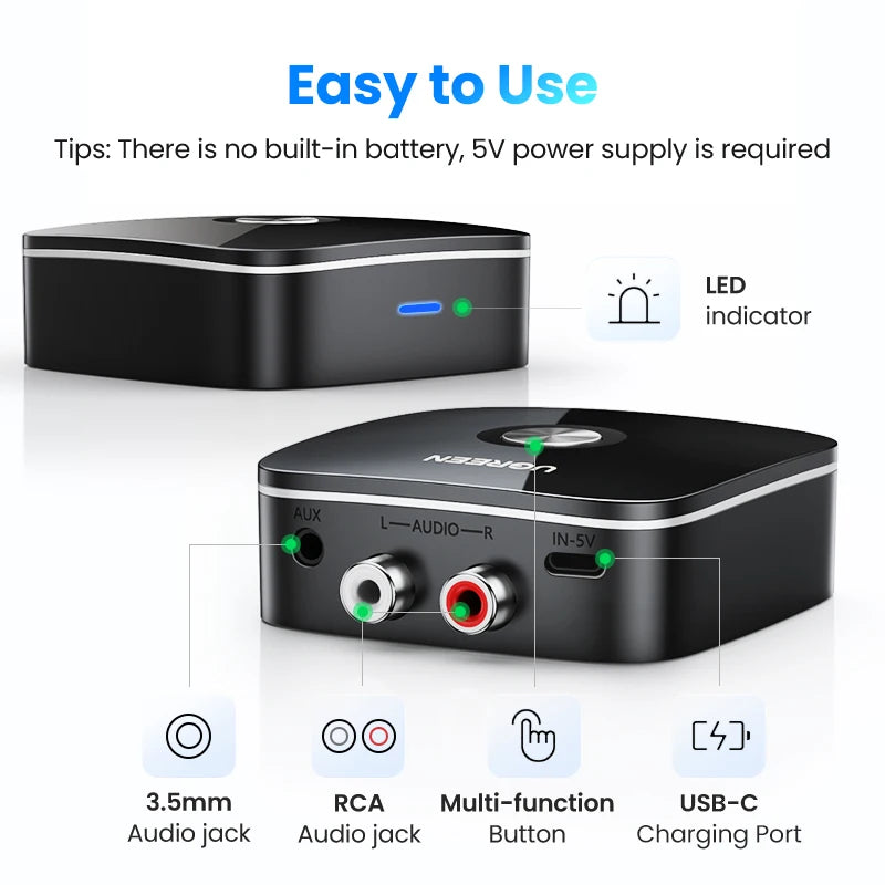 【RU special】 UGREEN RCA Bluetooth aptX / aptX HD For Speaker Earphones Adapter