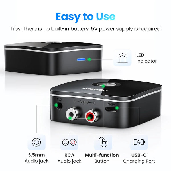 【RU special】 UGREEN RCA Bluetooth aptX / aptX HD For Speaker Earphones Adapter