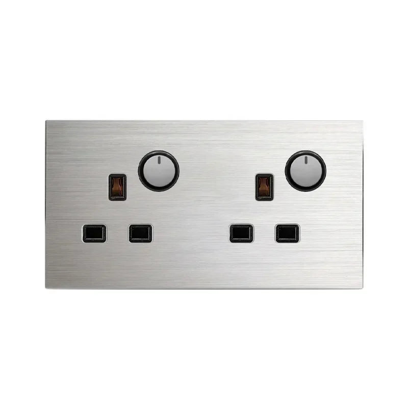 Europe UK FR Luxury LED Wall Light Switch Socket,1 2 3 4 gang 1 2way On/Off aluminum alloy Round Button household Switch panel