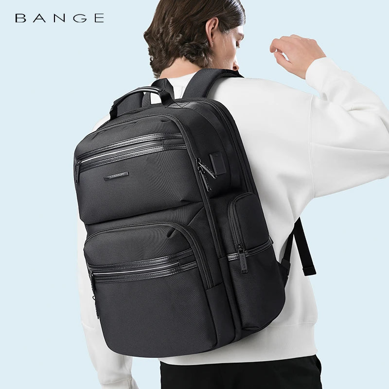 BANGE Anti-Theft 15.6 inch Laptop Backpack for Men School Bags Waterproof Business Travelling Backpacks with USB Charger Port