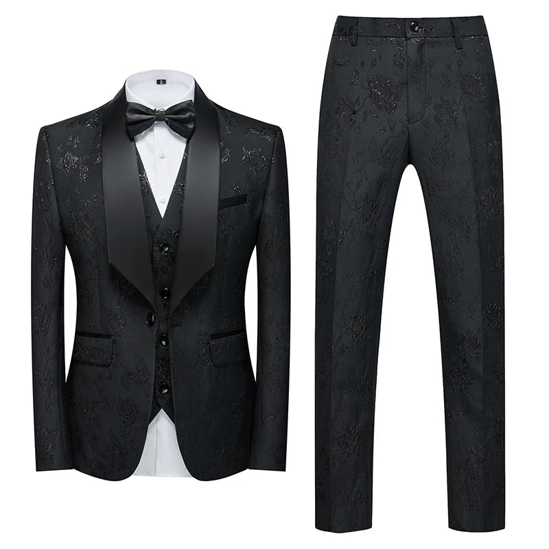 2026 New Men's Purple Suit 3-Piece, Wedding Party Dress Jacket and Vest with Trousers, Asian Size Slim-Fit Sets. M-6XL