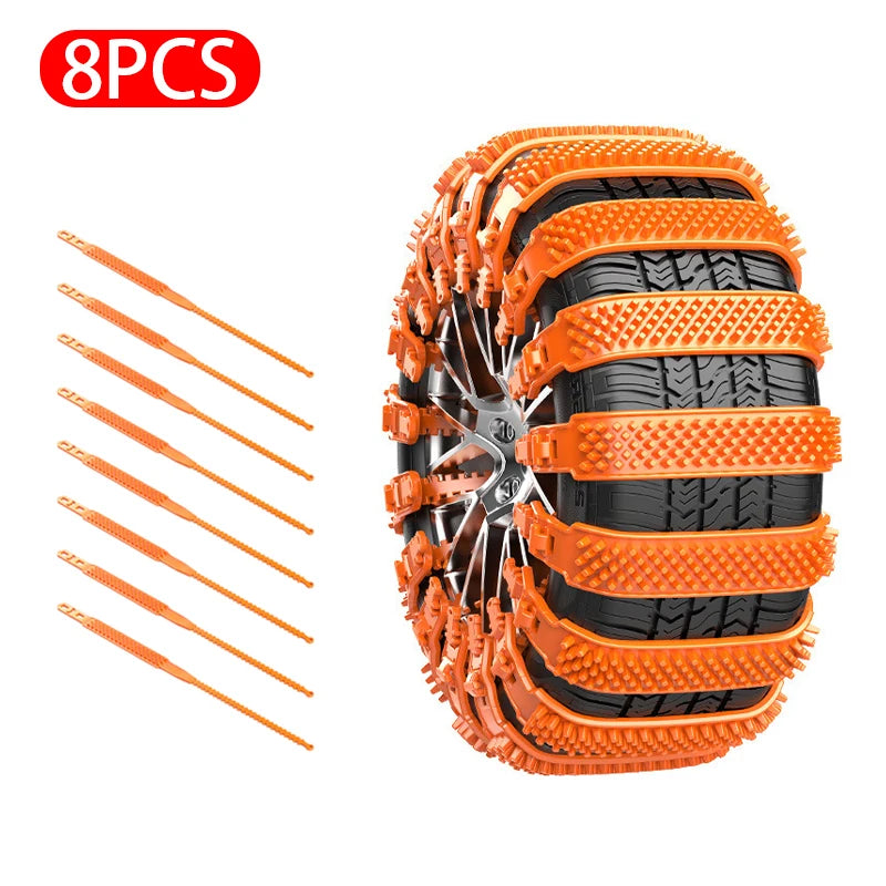 SEAMETAL 8pcs Anti-Skid Snow Chains Set Car Motorcycles Winter and Bad Terrain Wheels Anti-slip Emergency Tools Lockout Chains