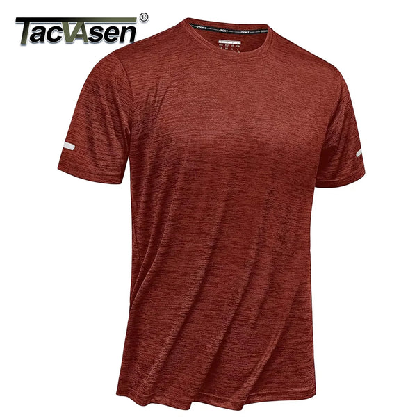 TACVASEN Summer Quick Dry T-shirts Mens Running Jogging Athletic T-shirts Reflective Stripe Sports Gym Fitness Workout T Shirts