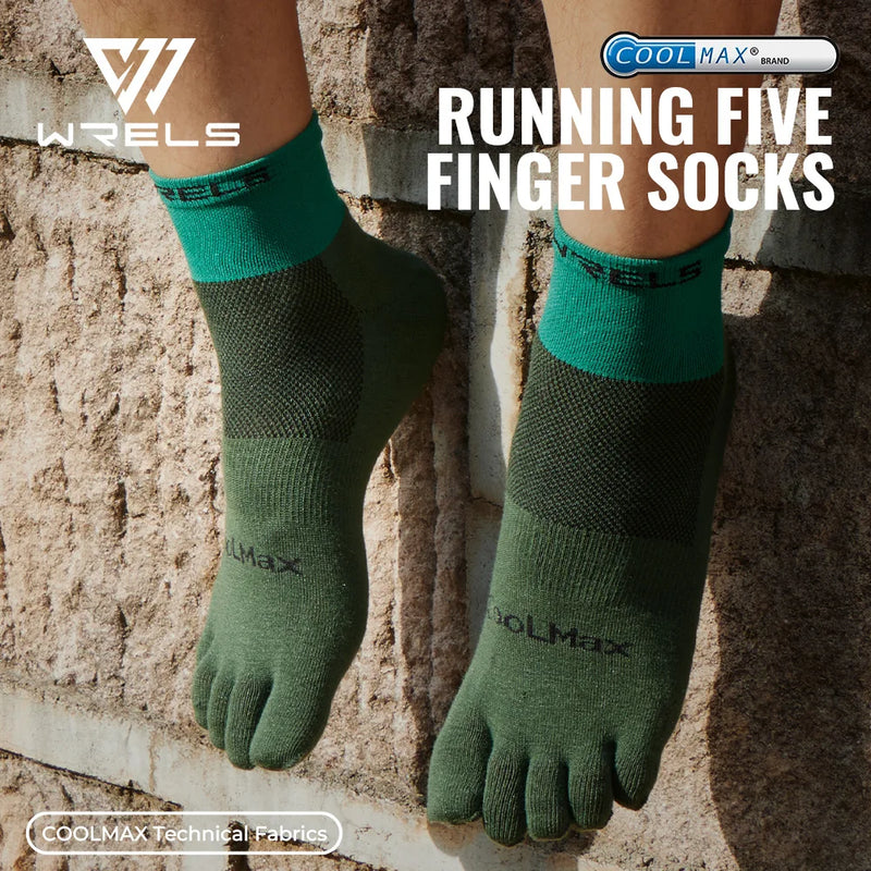 WRELS 1/2/3pairs COOLMAX Five Finger Socks Athletic Running Breathable Compression Comfortable Hiking Toe Socks for Men Women