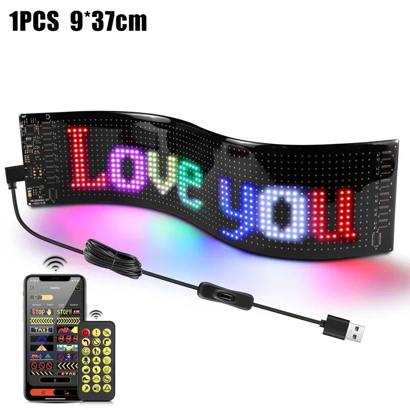 Flexible Screen LED Car Windshield Eyes LED Matrix Pixel Panel Display Plug-in DIY App Text Animation for The Car Windshield