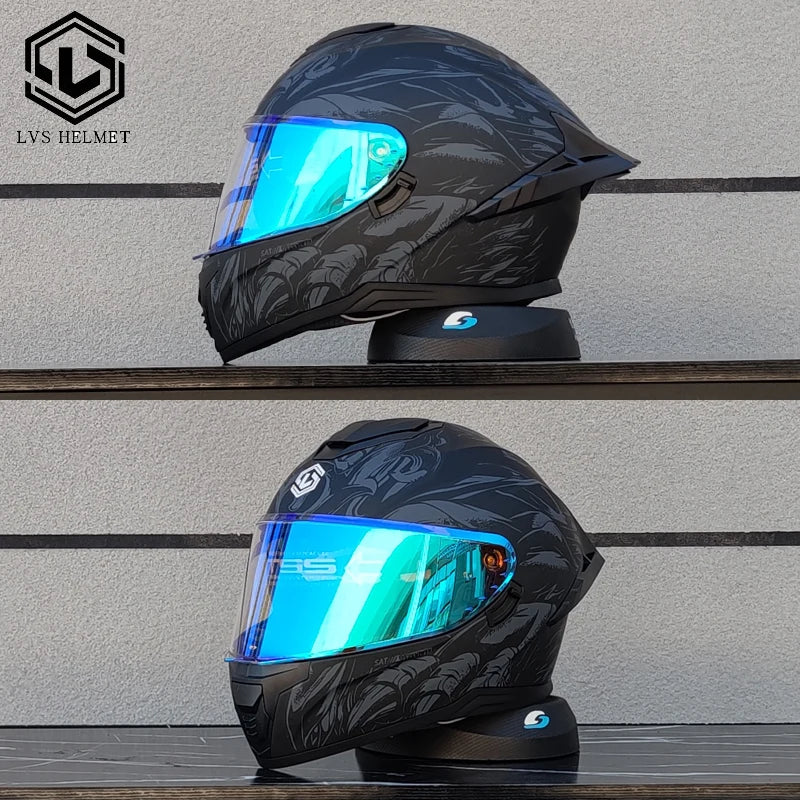 Motorcycle helmet, men's and women's dual mirror full face helmet, motorcycle sports car, all season full face helmet LVS-703