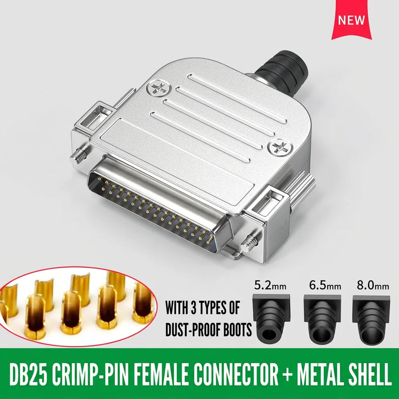 DIVEDEER Industrial Gold-Plated DB15 DB25 Connectors Male Female Parallel Ports with Metal Shells 25-Pin Plugs Industrial Use