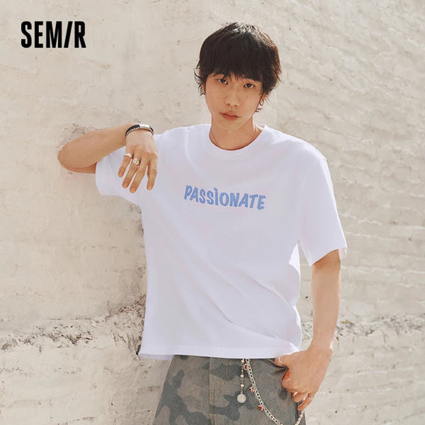 អាវយឺតបុរស Semir ស្រូបសំណើម ស្ងួតរហ័ស បោះពុម្ពអក្សរ ដៃខ្លីប៉ាក់ ឆ្នាំ២០២៦ ម៉ូដសម្រាប់គូស្នេហ៍ សាមញ្ញ ពាក់ប្រចាំថ្ងៃ