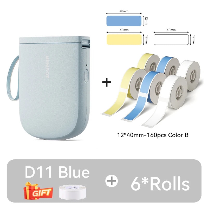 NiiMbot D11 Bluetooth Thermal Label Printer Portable Wireless Label Maker Machine Multiple Templates Available for Office Home