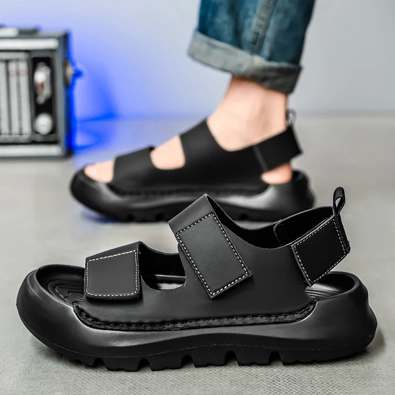 Men's thick-soled beach sandals summer breathable lightweight non slip soft sole slides outdoor sports sandals walking sandlas