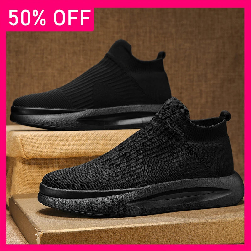 Men Sports Shoes Summer New Comfortable Mesh Breathable Walking Tennis Shoes Soft Sole Rebound Fashionable Walking Shoes for Men