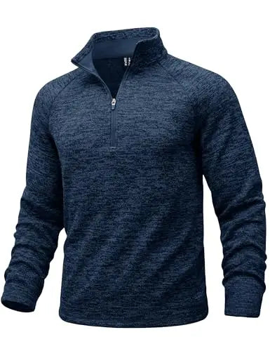 TACVASEN Mens Quarter Zip Pullover Long Sleeve Fleece Golf Sweatshirts Winter Warm Breathable Stretchy Daily Casual Shirts