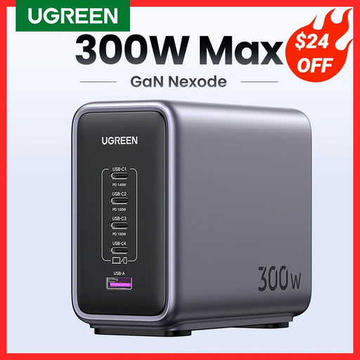 UGREEN 300W GaN Charger Desktop Charging Station USB Charger 140W Max Single Port PD3.1 Fast Charger for MacBook Pro iPad iPhone
