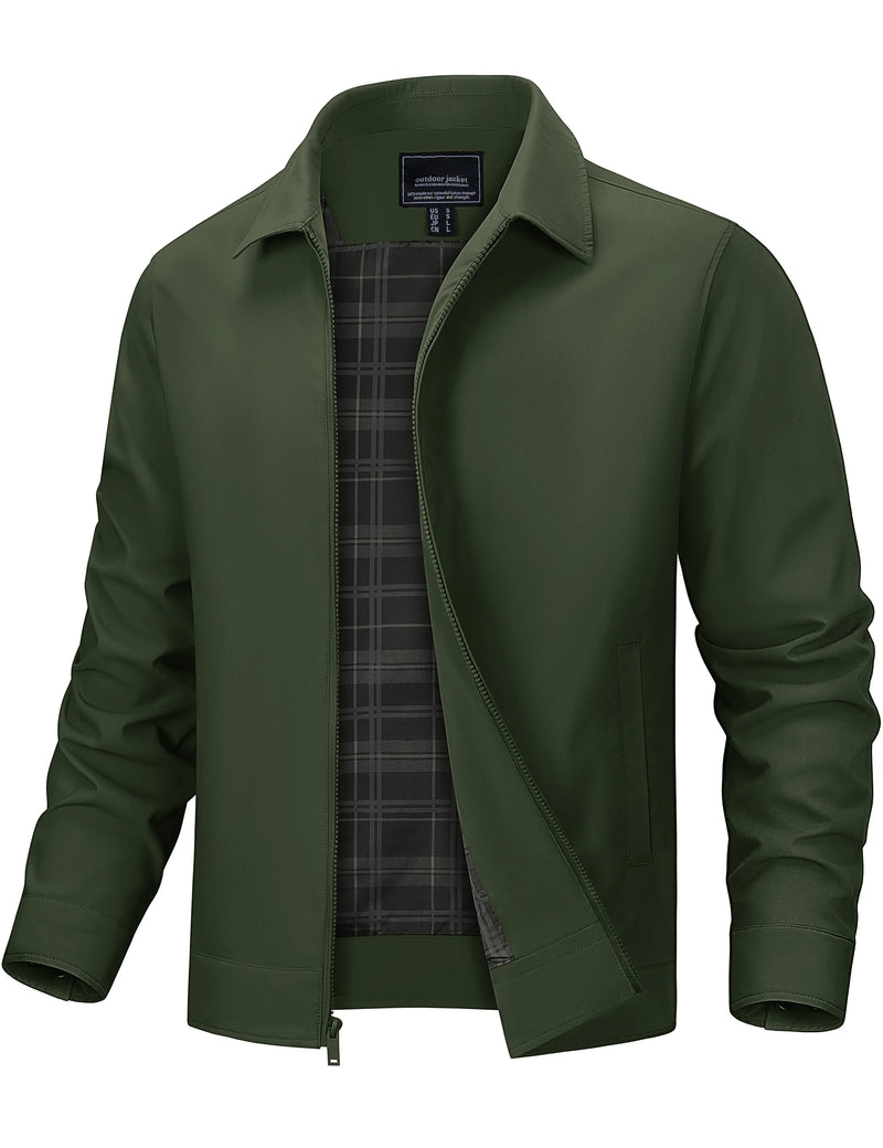 TACVASEN 2026 Men's Lightweight Jacket Water-repellent Windbreaker for Fall Winter Solid Color Fashion Patchwork Lining Overcoat