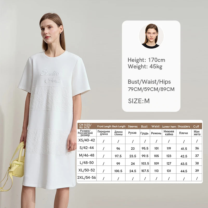 រ៉ូប Amii Minimalist រលុង 2026 ម៉ូដរដូវក្តៅ កមូល អក្សរ ប៉ាក់ចរ រ៉ូបធម្មតា សម្លៀកបំពាក់នារី 12542195