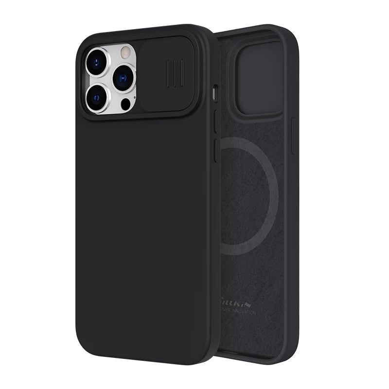 NILLKIN Magnetic Case For iPhone 14 Pro Max Liquid Silicone Soft Case For iPhone 13 ProMax Case Slide Camera Protection Cover