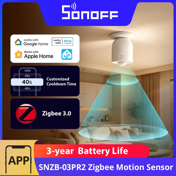 SONOFF SNZB-03PR2 SenseGuard Motion Gen2 Zigbee Motion Sensor PIR Motion Detection Light Sensing Work with Apple Home Via Matter