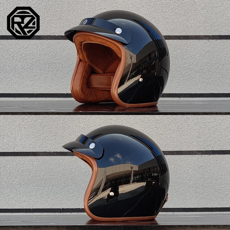 Retro 3/4 Leather  Helmet Motorcycle Helmet Open Chopper Bicycle Helmet Casque Casco Motocicleta Capacete Helmet