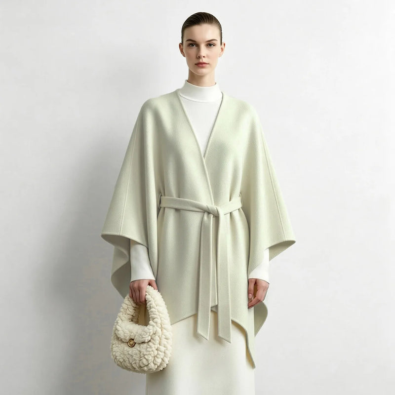 អាវរោមចៀម Amii មុខពីរ Dolman Cape V-Neck Belted Oversized Minimalist Commuter អាវធំរដូវរងាសម្រាប់ស្ត្រីឆ្នាំ ២០២៦ 12654017
