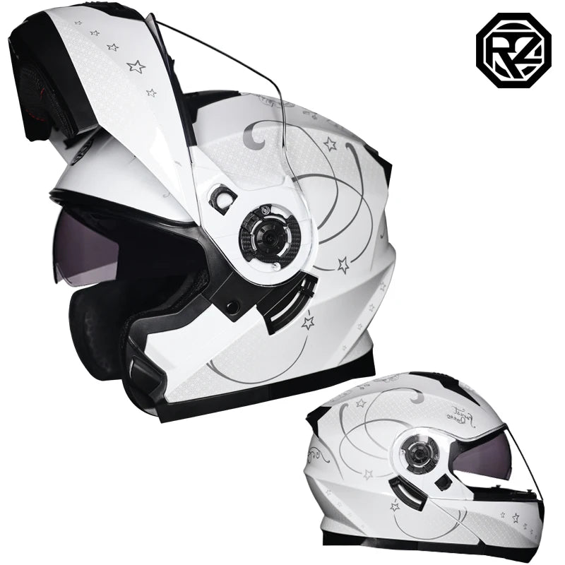 ORZ DOT Approved Full Face Helmets Crash Motorbike Protective Gear Men Women Flip Up Helmet Motorcycle Double Sun Visor