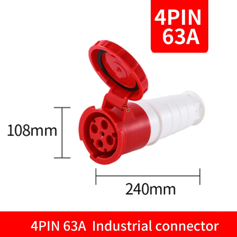 Waterproof Industrial Plug3 Pole 4 Pole 5 Pin dustproof socket IP67 Male and Female 63a 125a Mounted industrial socket 380V 415V