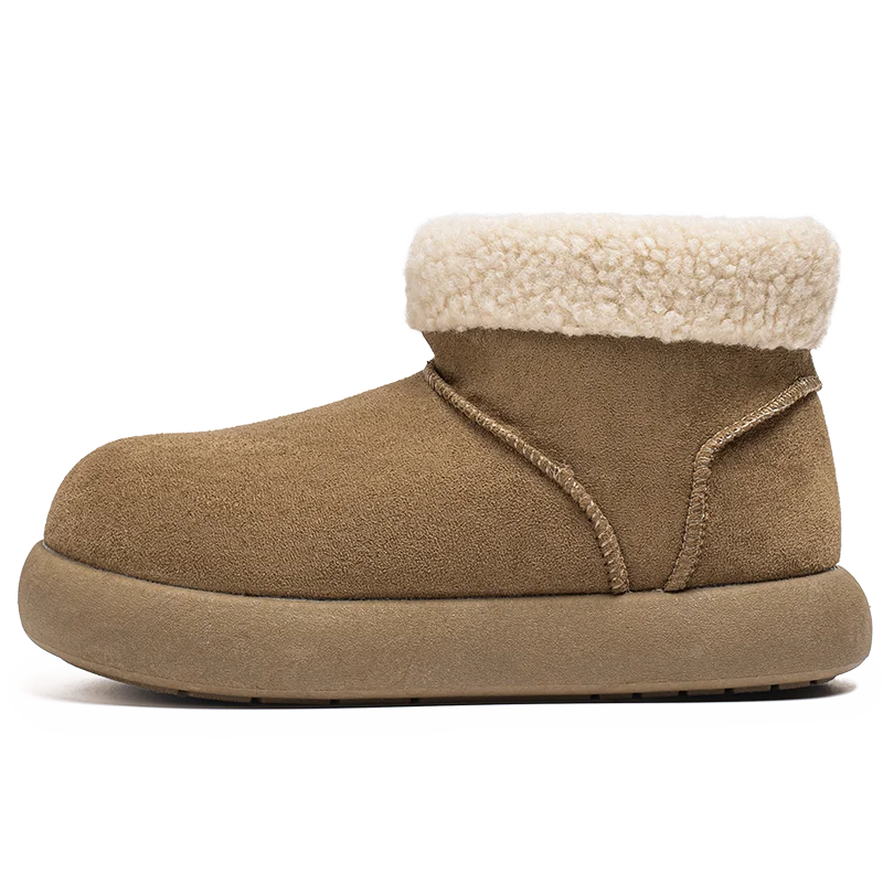 Men women's light warm plush snow boots winter soft-sole anti-slip comfortable casual shoes couples walking outdoor cotton shoes
