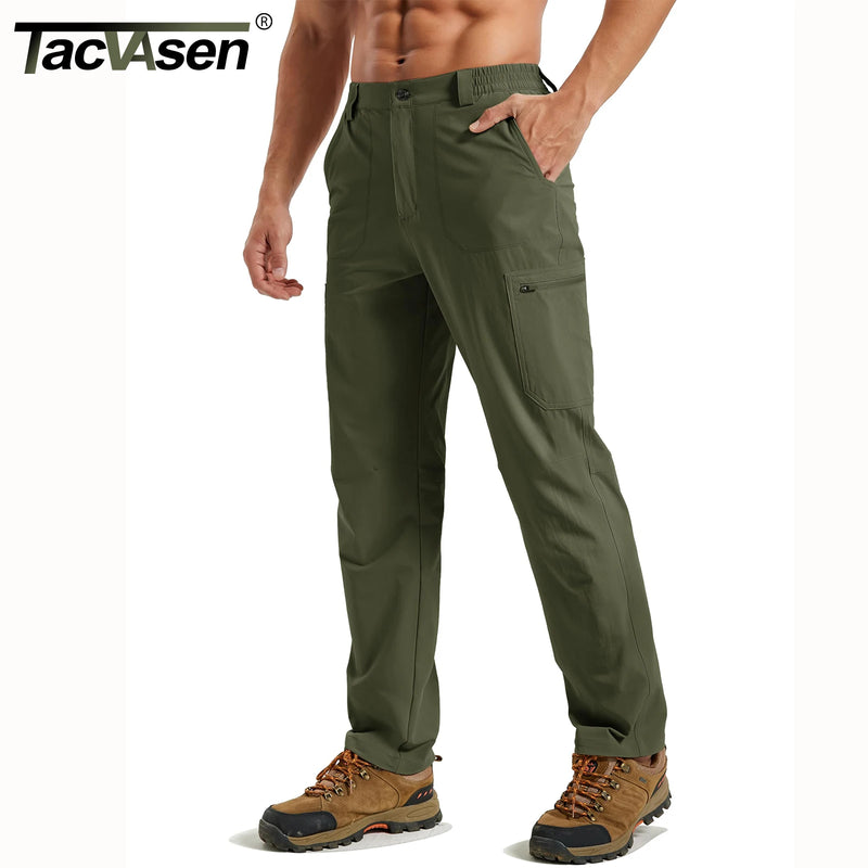 Men's Hiking Cargo Pants Quick Dry Lightweight Stretch Nylon Ripstop Water Resistant Outdoor Work Fishing 5 Zipper Pockets