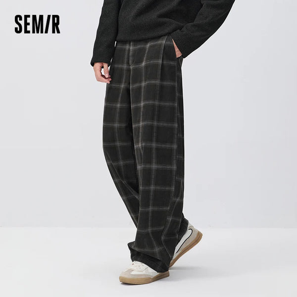 ខោបុរស Semir ធម្មតាចង្កេះយឺតមួយផ្នែក រលុង សមឥតខ្ចោះ ជើងកោង សម្លៀកបំពាក់ធ្វើការ កប្បាស 2026 រដូវរងាថ្មី សម្លៀកបំពាក់ប្រចាំថ្ងៃ រចនាប័ទ្មទីក្រុង ធម្មតា