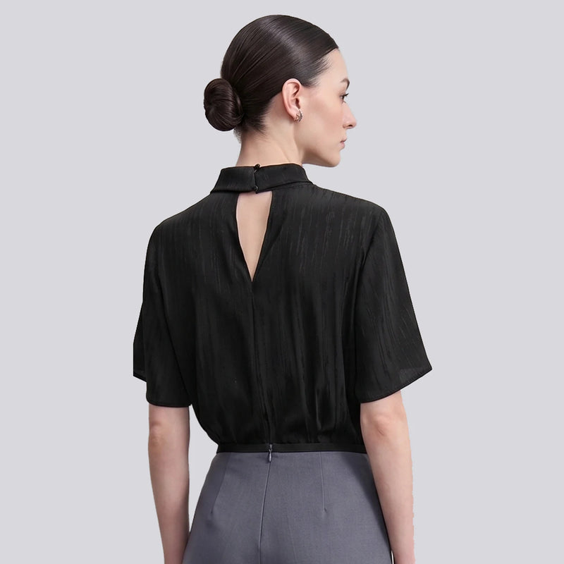 Amii Women's Blouse 2026 Summer New Twist Neck Cutout Jacquard Chiffon Top Elegant Office Flare Sleeve Shirt For Women 12622071