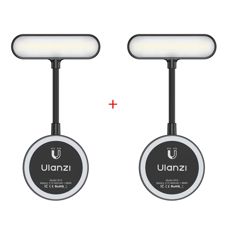 ភ្លើងទូរស័ព្ទ Ulanzi M10 ម៉ាញេទិក អាចបត់បែនបាន ពីរពណ៌ 2500-4500K 400mAh ភ្លើងបំពេញអាចលៃតម្រូវបាន 5 កម្រិត សម្រាប់ Iphone 17 16 Android iPad