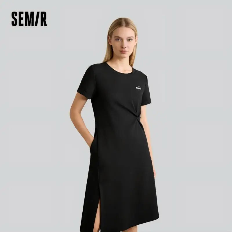 Semir Women Dress Twist 2026 Side Split Asymmetric Midi Urban Casual Everyday Style Soft Comfortable Daily Wear Trendy