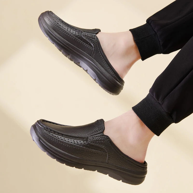 Men's shoes spring and summer new breathable waterproof non slip oil resistant soft soles fashion casual chef shoes driving shoe
