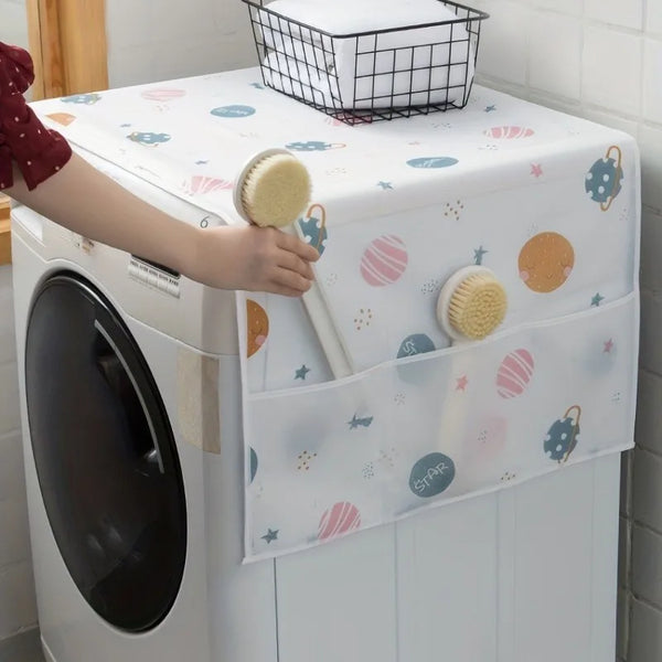 1pc Random Color Pattern Refrigerator/Washing Machine Dust Cover with Pockets Appliance Cover Storage Bag. Dust Cover