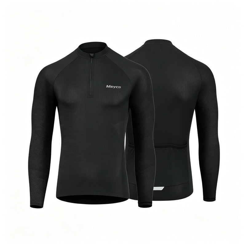 Men's Long Sleeve Reflective Cycling Jersey, Slim Fit Quick Dry Breathable With Rear Pockets for MTB Road Bike Riding Maillot