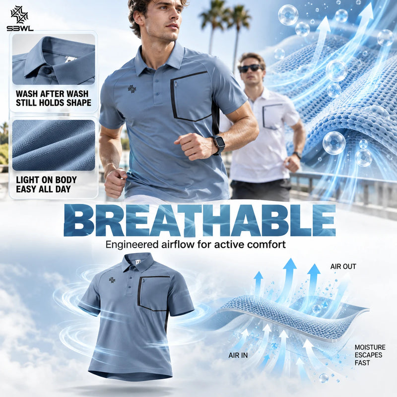 SBWL 2026 Summer Harajuku Quick Dry Men's Sports T-Shirt Outdoor Running Casual Light Short Sleeve Fitness Gym Top Tees