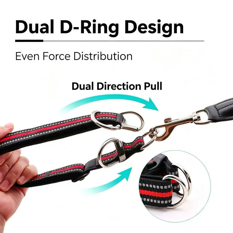 Reflective Dog Collar with Double D-Ring, Adjustable Heavy Duty Pet Collar, Durable Walking Neck Collar for Small Medium Large