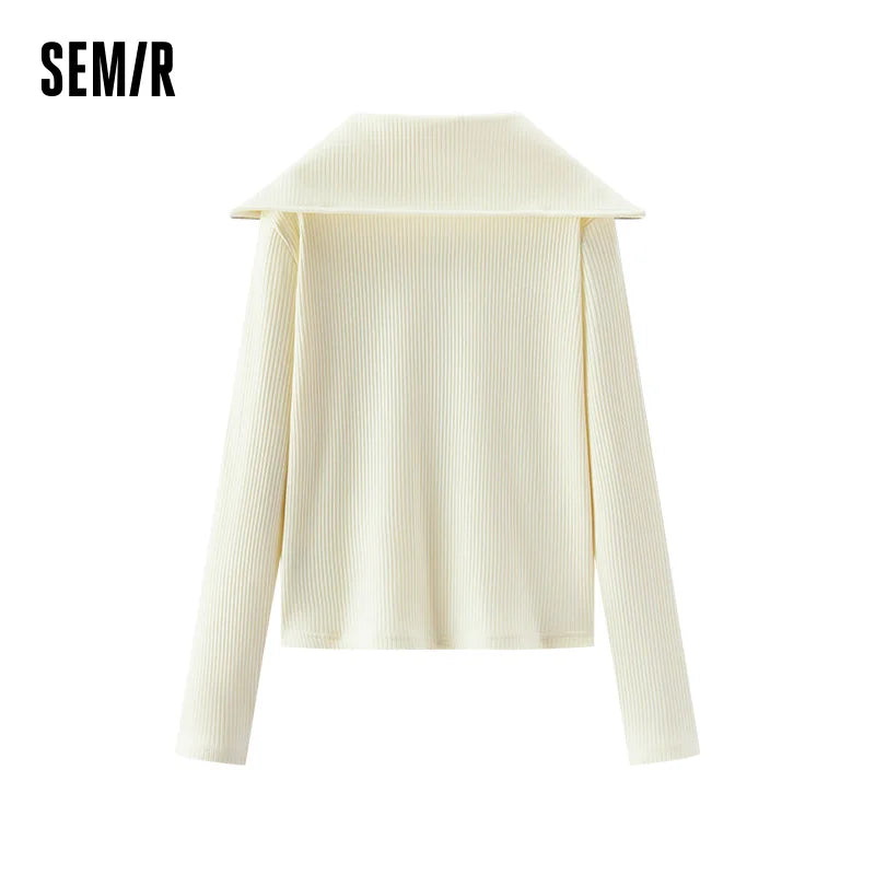 Semir Women Jacket Large Lapel Slim Short Minimal Smart Casual Style Autumn Lightweight Outerwear Daily Wear 2026