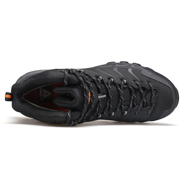 HUMTTO Leather Hiking Boots for Men Luxury Designer Waterproof Outdoor Shoes Climbing Trekking Sneakers Mens Safety Ankle Boots