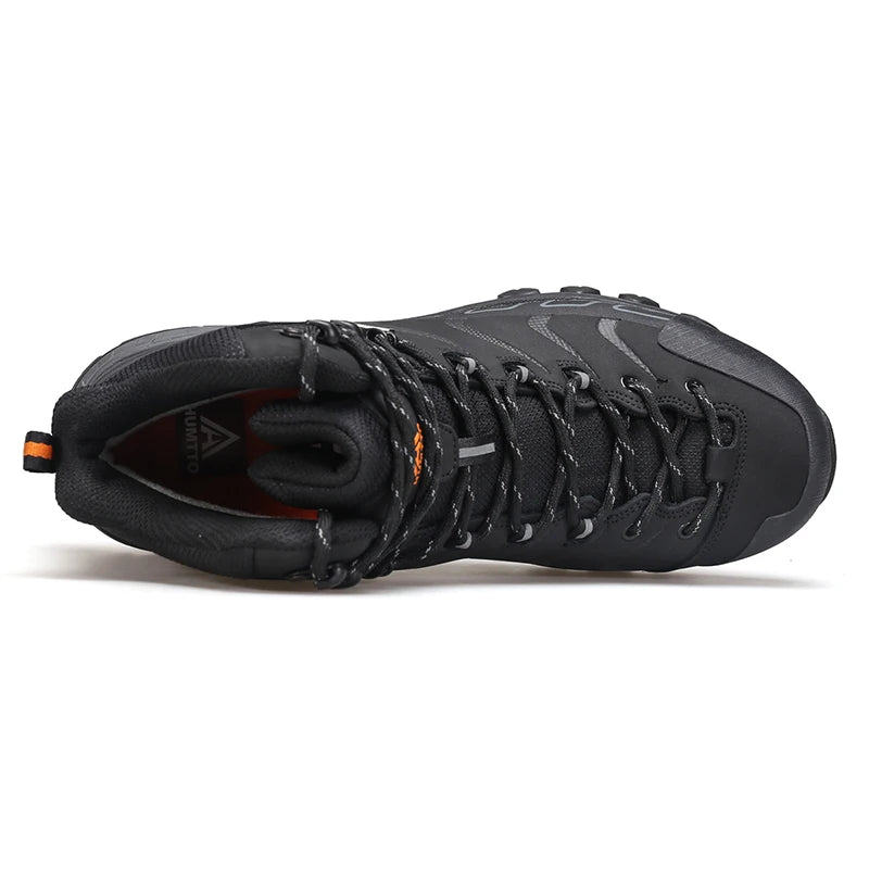 HUMTTO Leather Hiking Boots for Men Luxury Designer Waterproof Outdoor Shoes Climbing Trekking Sneakers Mens Safety Ankle Boots