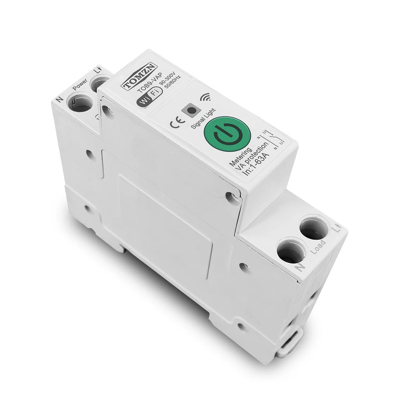 TOMZN 63A TUYA WiFi Smart Circuit Breaker Over Current Under Voltage Protection Power Metering Wireless Remote Control Switch