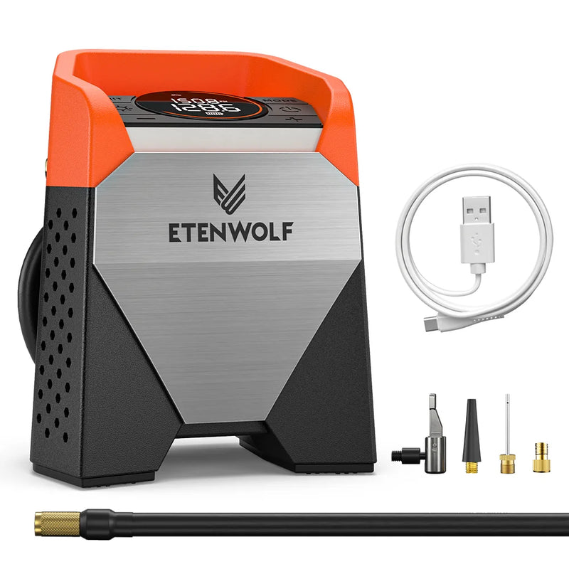 ម៉ាស៊ីនបំប៉ោងសំបកកង់រថយន្តចល័ត ETENWOLF ZEPHYR S5C ម៉ាស៊ីនបង្ហាប់រថយន្តធុនធ្ងន់ 160PSI និង 15600mAh សម្រាប់រថយន្តភីកអាប់ សំបកកង់រថយន្ត ម៉ូតូ