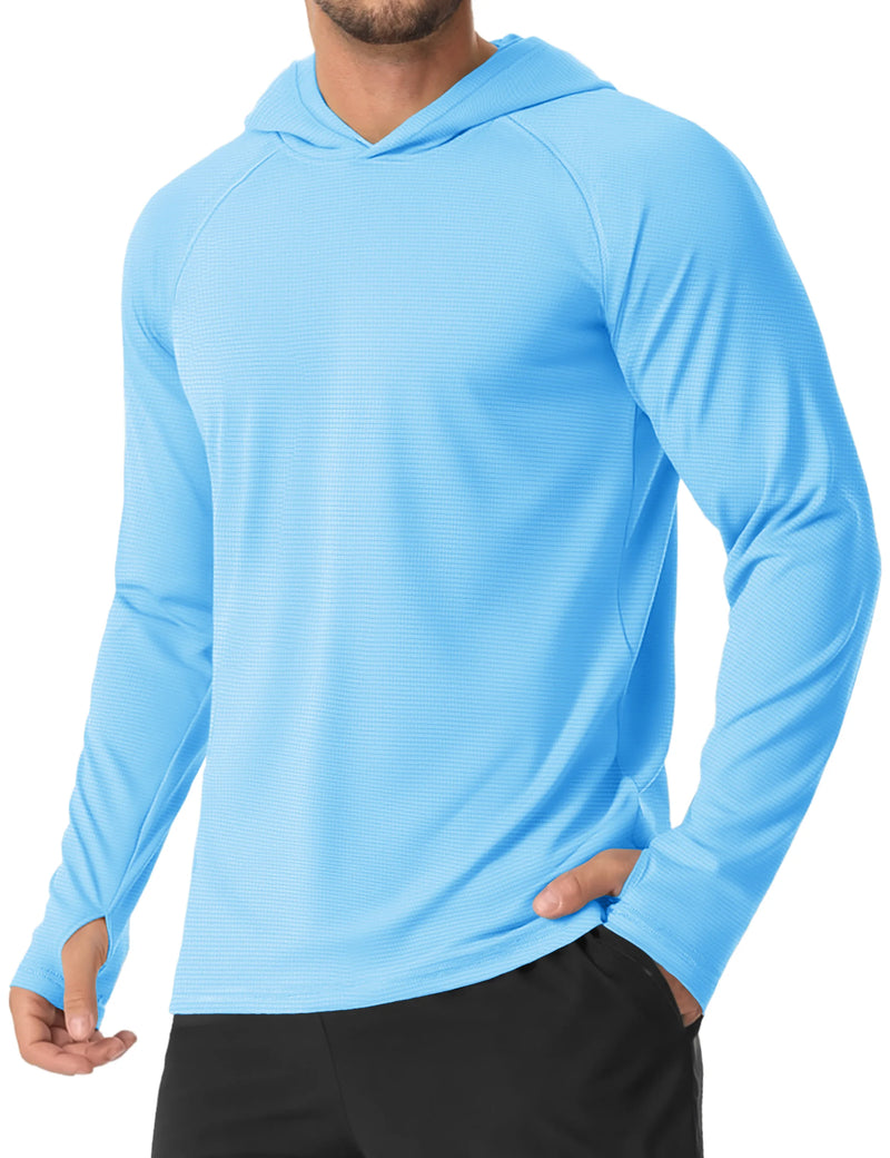 TACVASEN Lightweight Sun Protection Shirts Hoodie Mens UPF 50+ UV-Proof Fishing Travel T-Shirts Breathable Micro-grid T shirts
