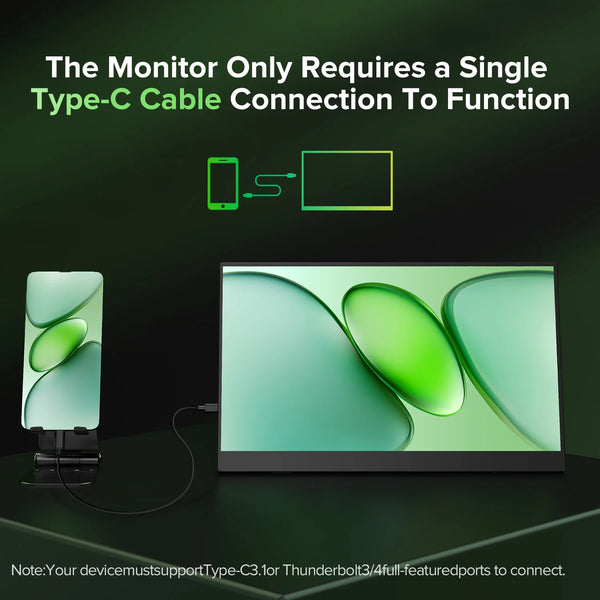 ម៉ូនីទ័រចល័ត PERFECT ទំហំ 15.6 អ៊ីញ 60Hz 1920*1080 អេក្រង់ IPS ទំហំ 16:9 សម្រាប់កុំព្យូទ័រយួរដៃ XBox PS4 / 5 Switch TV Box PC Extension Mobile MAC