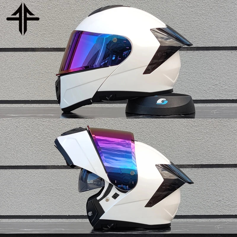 2025 Personalised Motorcycle Full Face Helmet Men Women Fashion Dual Lens Helmets Motocross Racing Modular Flip Up Casco Moto